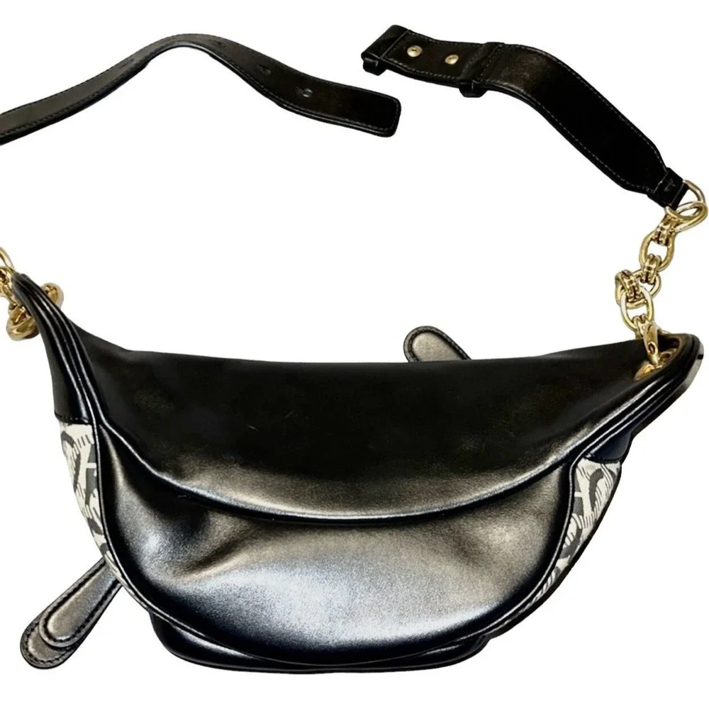 Salvatore Ferragamo Leather & Jacquard Belt Bag, Fanny, Luxury, Authentic $1500!